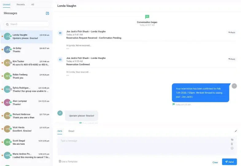 Inbox unificado de conversas — SMS, WhatsApp, Facebook, Instagram e e-mail